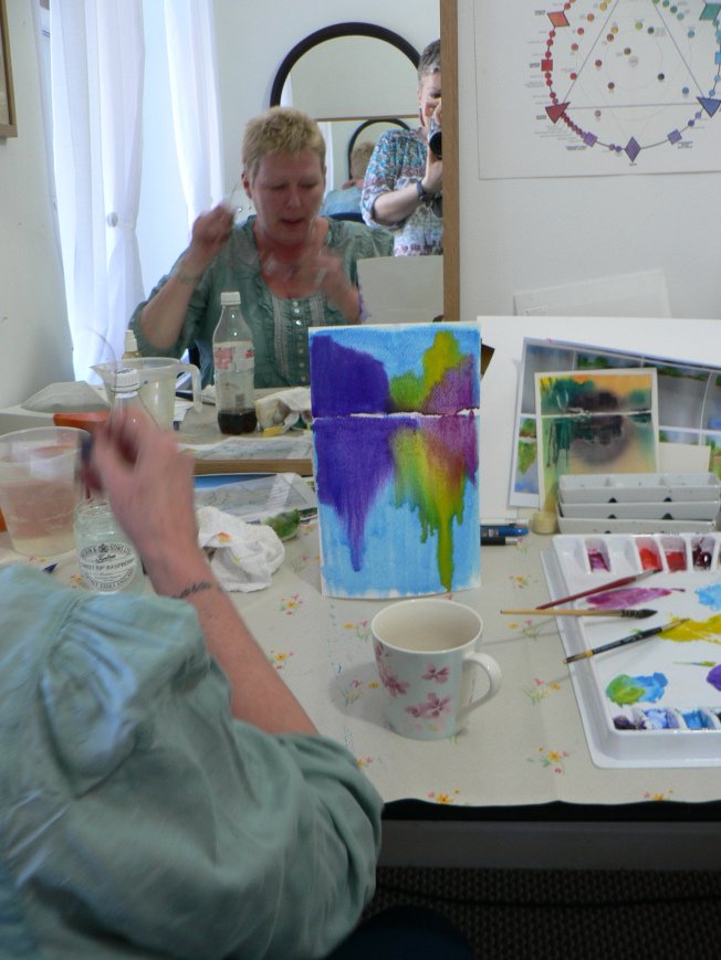 Jude working on her third abstract reflection piece - I loved the California feel of this one!